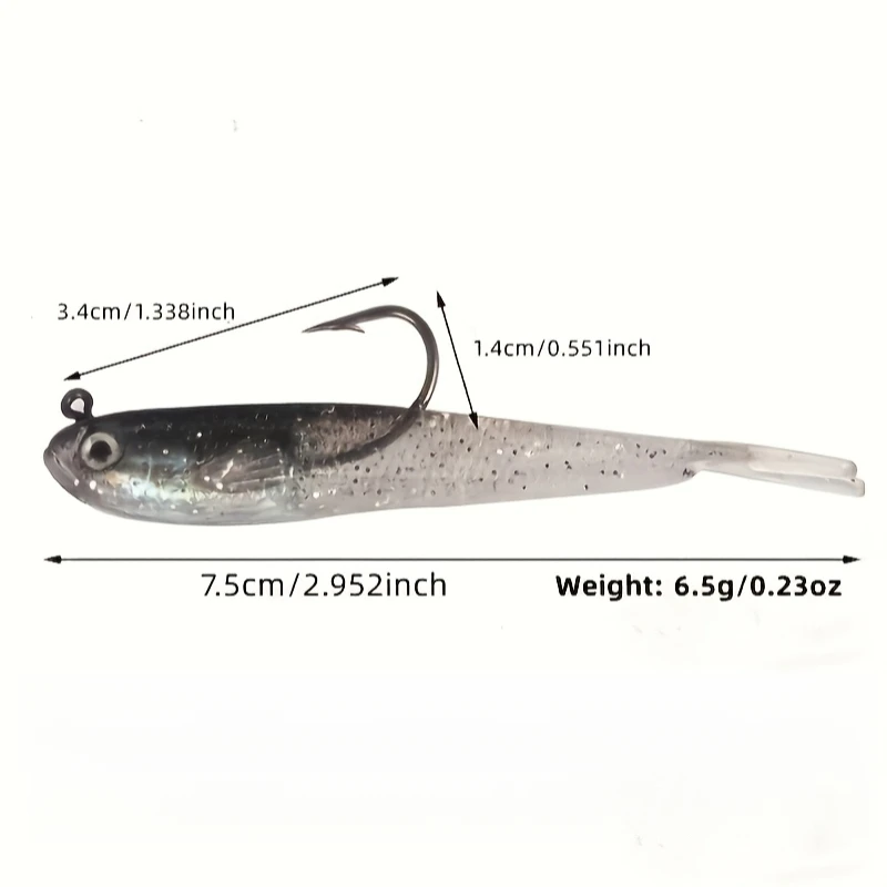 10 Stück/Set Weicher Köder Fisch-Swimbait mit Gabelschwanz Mit & Ohne Haken Angelköder Künstlicher Silikonköder Angelzubehör – Detail 13
