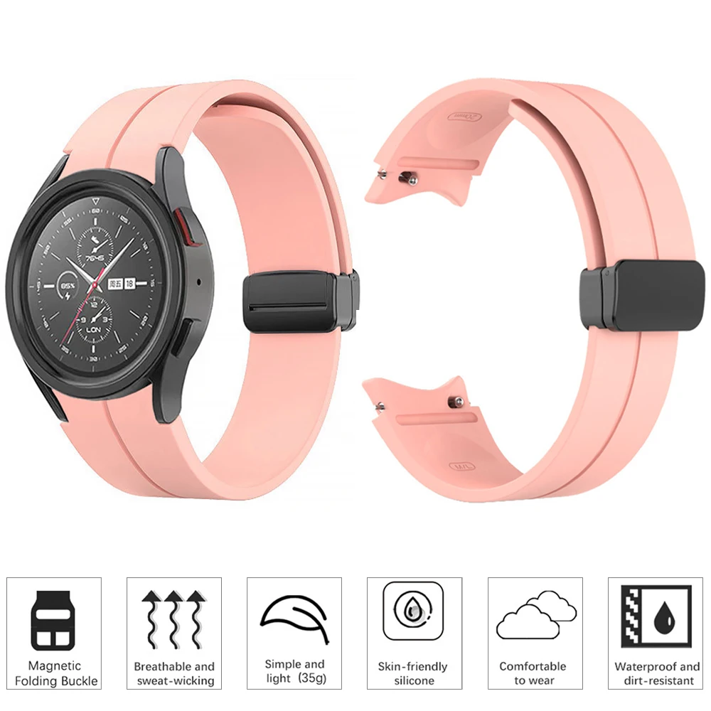 Original Strap+Case for Samsung Galaxy Watch 4/5/6 40mm 44mm Cover for Watch 6 Classic 43mm 47mm Sport Silicone Magnetic Band