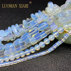 Wholesale Natural Stone Various White Opal Smooth Beads Round Faceted Love Square Chips Shape for Jewelry Making Diy Bracelet