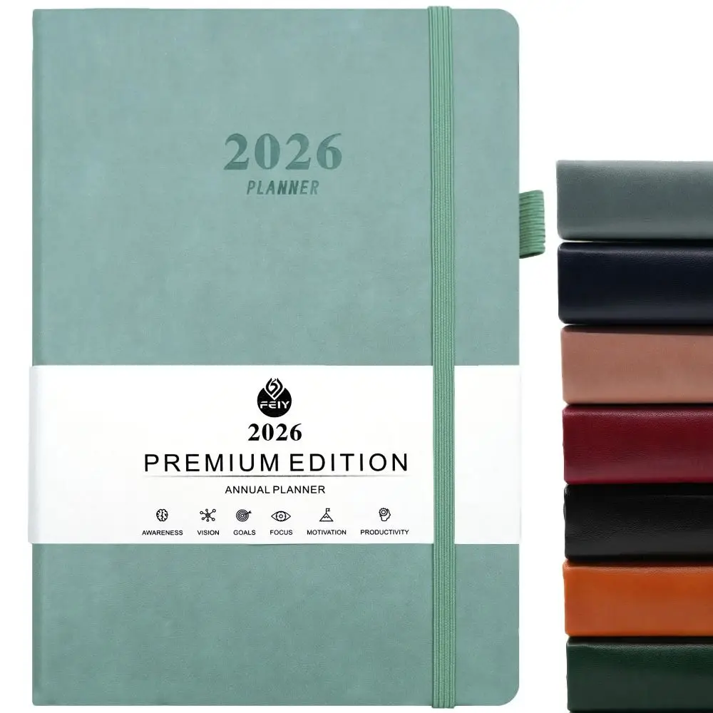 

English 2026 Schedule Planner Notepad Wear-resistant 12 Months A5 Agenda Planning Notebook Bookmark Simple Office Work Planner