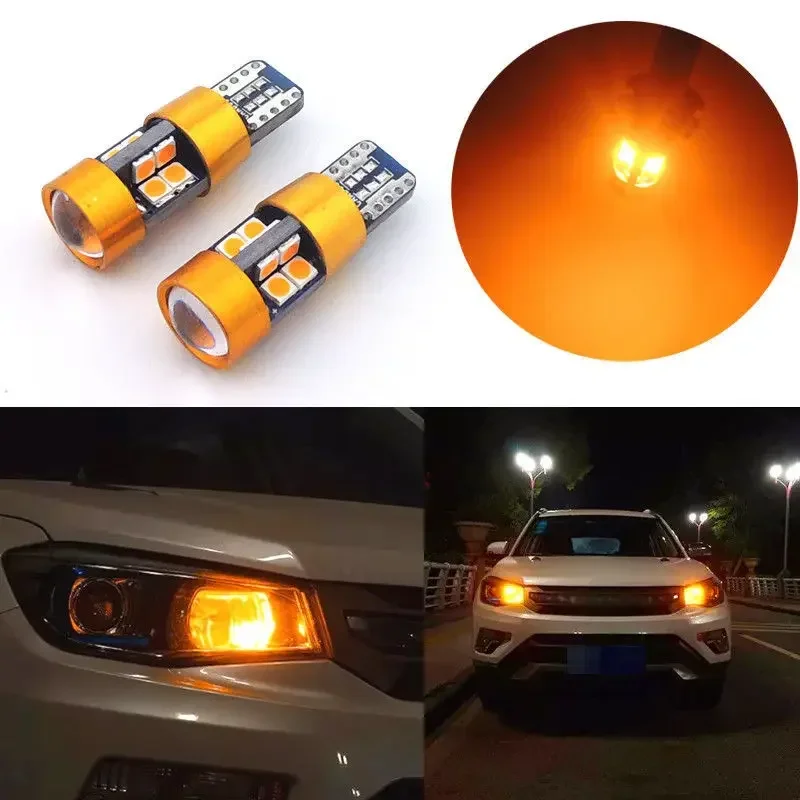 2 Piezas de Luces LED T10 de 12V para Automóvil, Luz de Señalización Naranja Ámbar, Luces de Posición, Luces de Estacionamiento, Luces de Ciudad, Bombilla LED T10 168 194 2825 W5W 19SMD