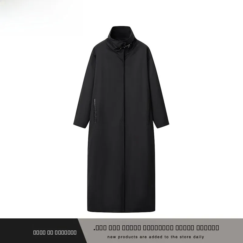 

Faionable длинная базовая ветровка с воротником-стойкой, универсальное осенне-зимнее новое поступление, женское полиэфирное волокно 00%