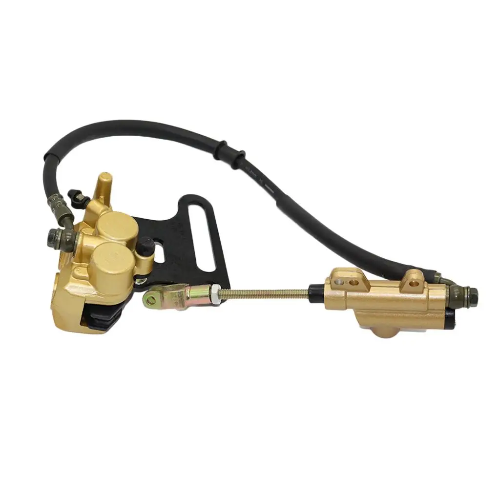 

12mm Rear Disc Hydraulic Brake Assembly Caliper Master Cylinder with Pad for 50cc-125cc ATV Go Kart Quad (Golden)