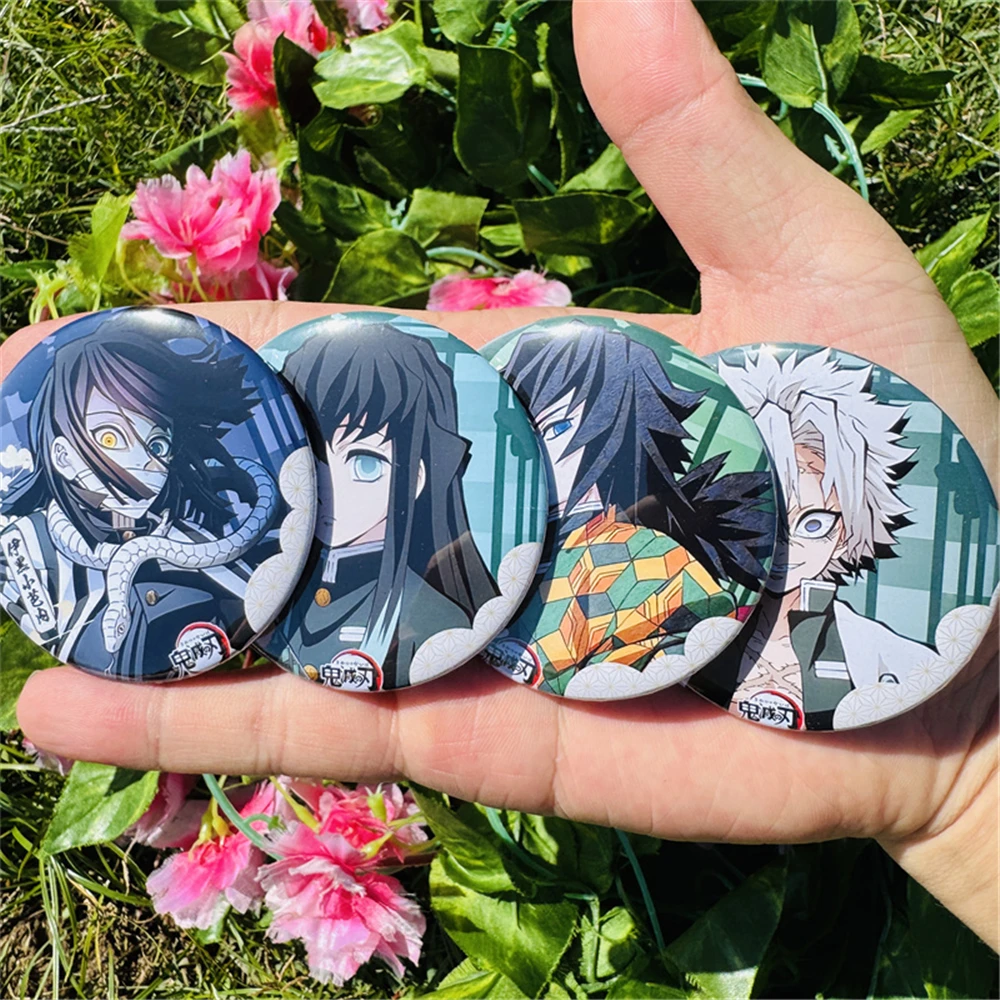 58mm Anime Agatsuma Zenitsu Hashibira Inosuke Kamado Tanjirou Kokushibo Cosplay COSTUME Badge Pin SPTE Tinplate Brooch﻿ Prop