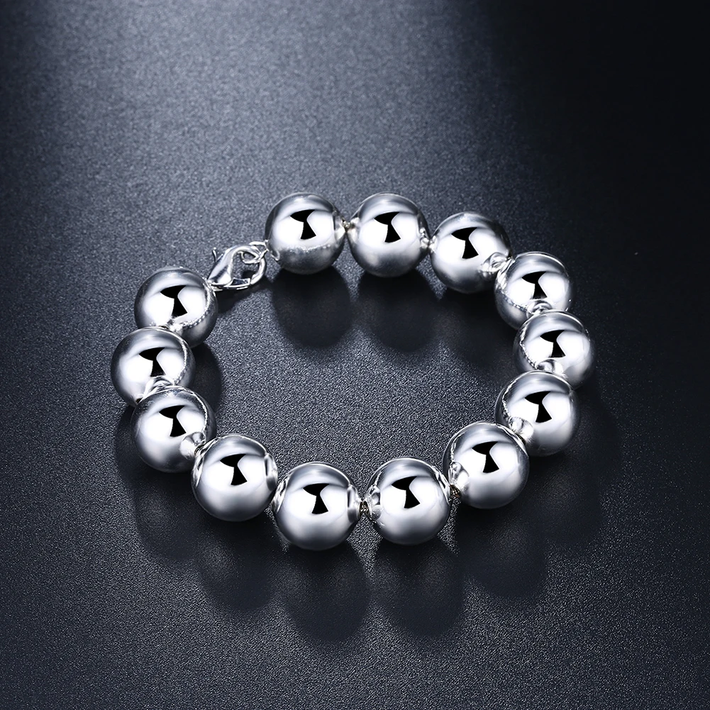 New 925 Sterling silver Bracelets charm Wild 14MM Buddha beads chain for women men Wedding party Christmas Gifts Fashion Jewelry