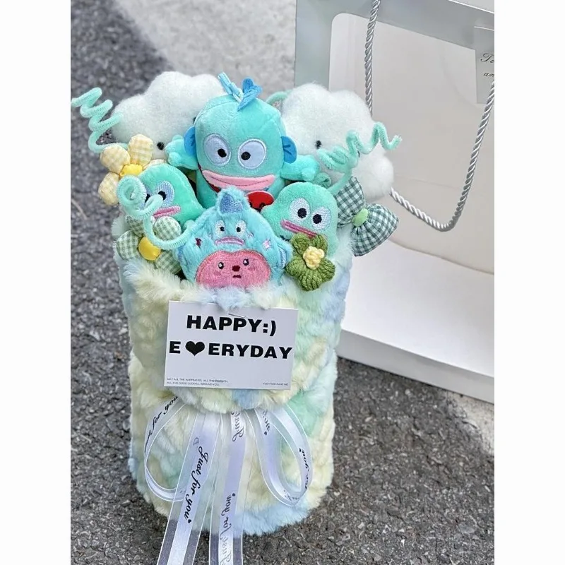 Kawaii Hangyodon Sanrio น่ารักตุ๊กตาช่อดอกไม้ตลกตุ๊กตาดอกไม้ดอกไม้วันวาเลนไทน์ของขวัญวันเกิดคริสต์มาสการสําเร็จการศึกษาสําหรับเด็ก