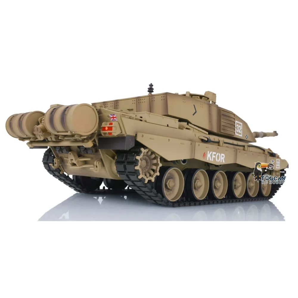 Heng Long 1/16 Escala 7.0 Plástico RC Tanque Challenger II RTR Modelo 2.4G 3908 Pintado em Amarelo Caixa de velocidades Rodas Unidade de Fumar Panzer
