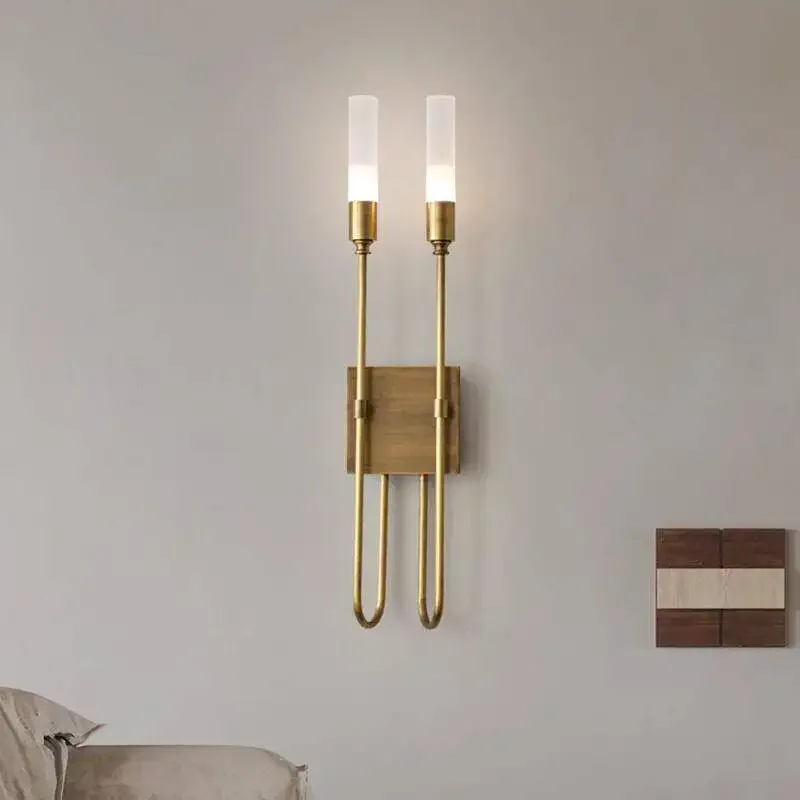 Simplicity Nordic Aluminum Dual Head Background LED Wall Lamps Indoor Plated Lustre Lights for Hall Home Decoration Chandeliers