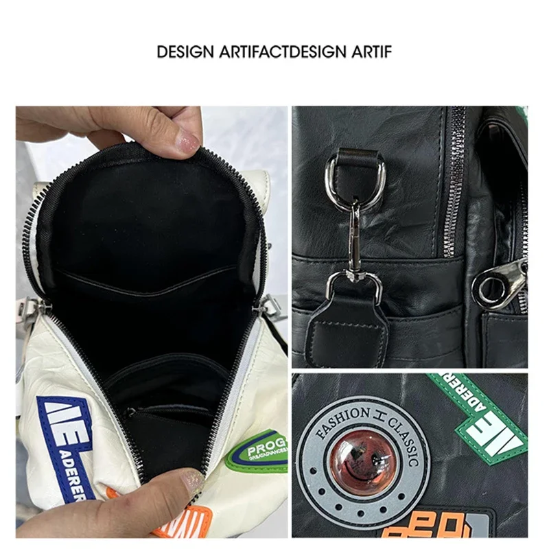 حقيبة ظهر نسائية كاجوال عصرية مع شارة بنمط كتف وحقيبة مدرسية للاستخدام اليومي والسفر وحقائب ظهر صغيرة #2