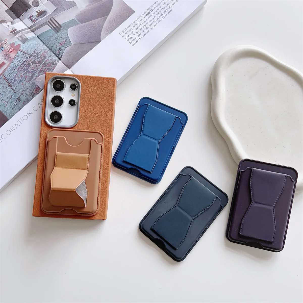 1Pc 粘着電話ケースホルダーカードスリーブユニバーサルカードパッケージデスクトップサポートブラケットは水平と垂直をサポート