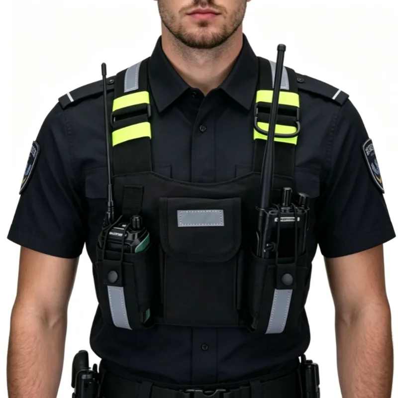 Funda de pecho reflectante para radios bidireccionales, tipo chaleco, para walkie-talkies, con soporte de hombro, para envío directo.