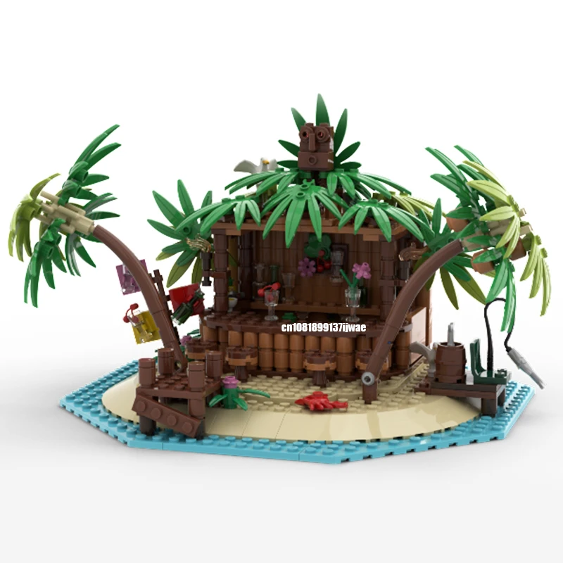 New 453PCS medieval Pirate Series MOC Pirate bay Tiki bar island model DIY creative ideas child Toy birthdayGift building blocks