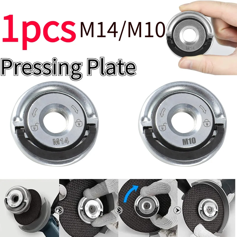 Auto-locking Placa de Pressão Grinder Universal Rosca Angle Grinder Quick Release Flange Porca Power Chuck Tools M10 1pc