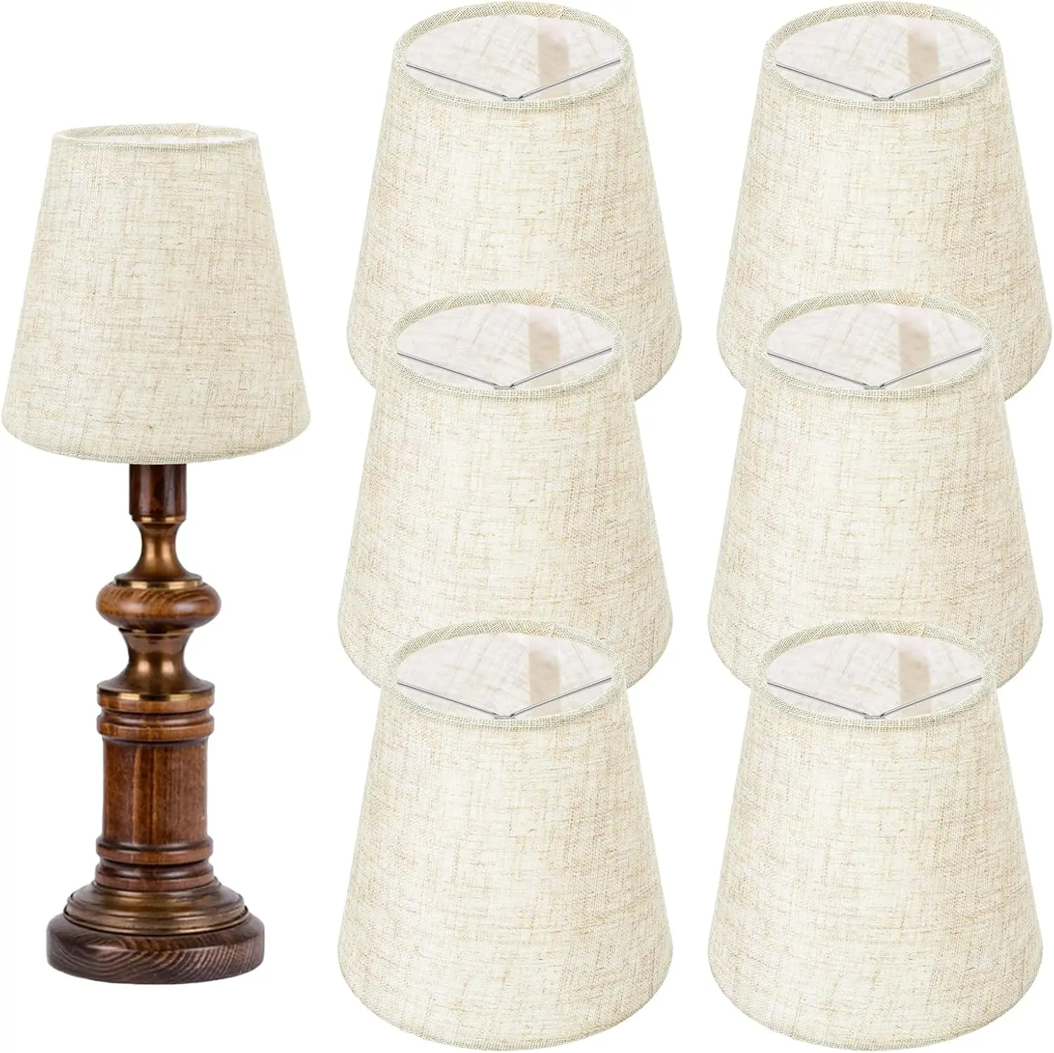 

5.51 x 5.12 x 3.54inches Chandelier Lamp Shades, 6 Pack Linen Mini Lamp Shade Clip on Bulb Lampshades for Table Wall Lam