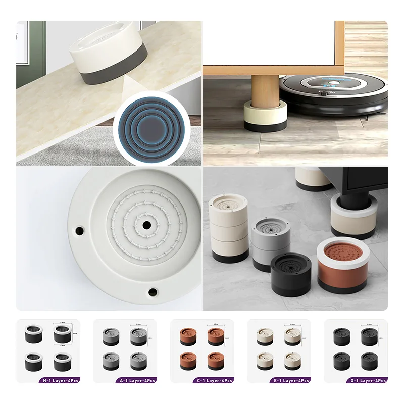 4Pcs 1/2/3Layer Universal Furniture Risers Non-Slip Shock-Proof Couch Leveling Pad Moisture-Proof Bed Coffee Table Desk Leg Pads