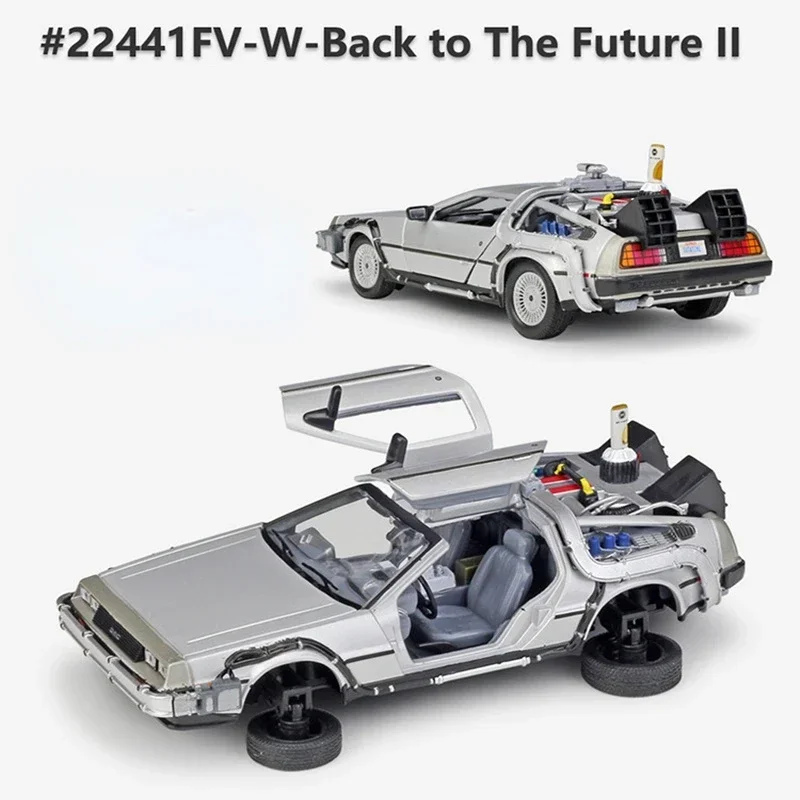 WELLY 1:24 Back To The Future Time Machine Diecast Alloy Model Car DMC-12 Delorean Metal Toy Car Gift Collection Car Model