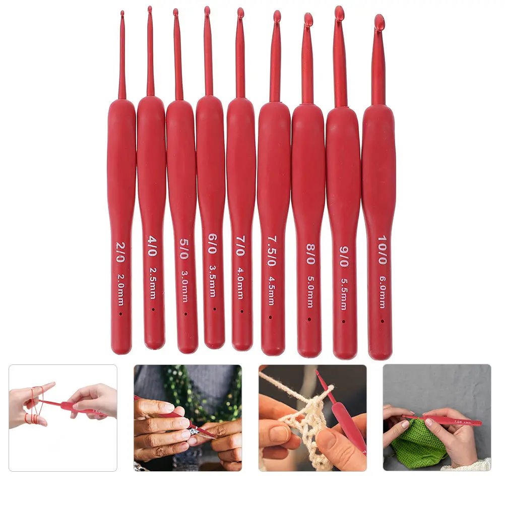 1 مجموعة الألومنيوم الكروشيه السنانير مقبض سيليكون حجم مختلف إبر الحياكة ل سترة وشاح Diy بها بنفسك الحرفية الكروشيه أداة الحرفية #1