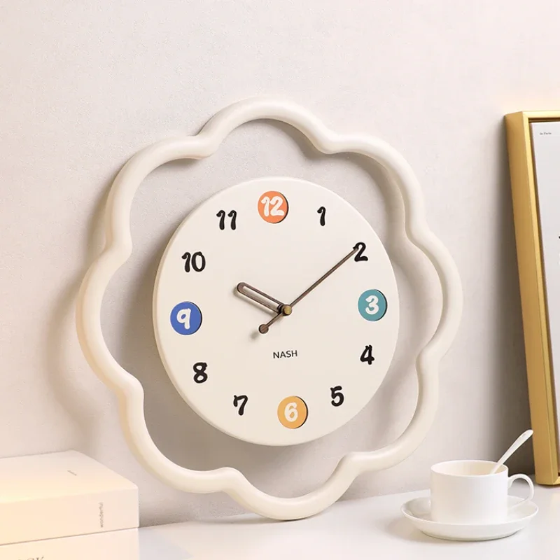 Cute Wall Clock Metal Frame Minimalist Design Silent Non Ticking Battery Operated for Bedroom Kids Room Living Room Decor