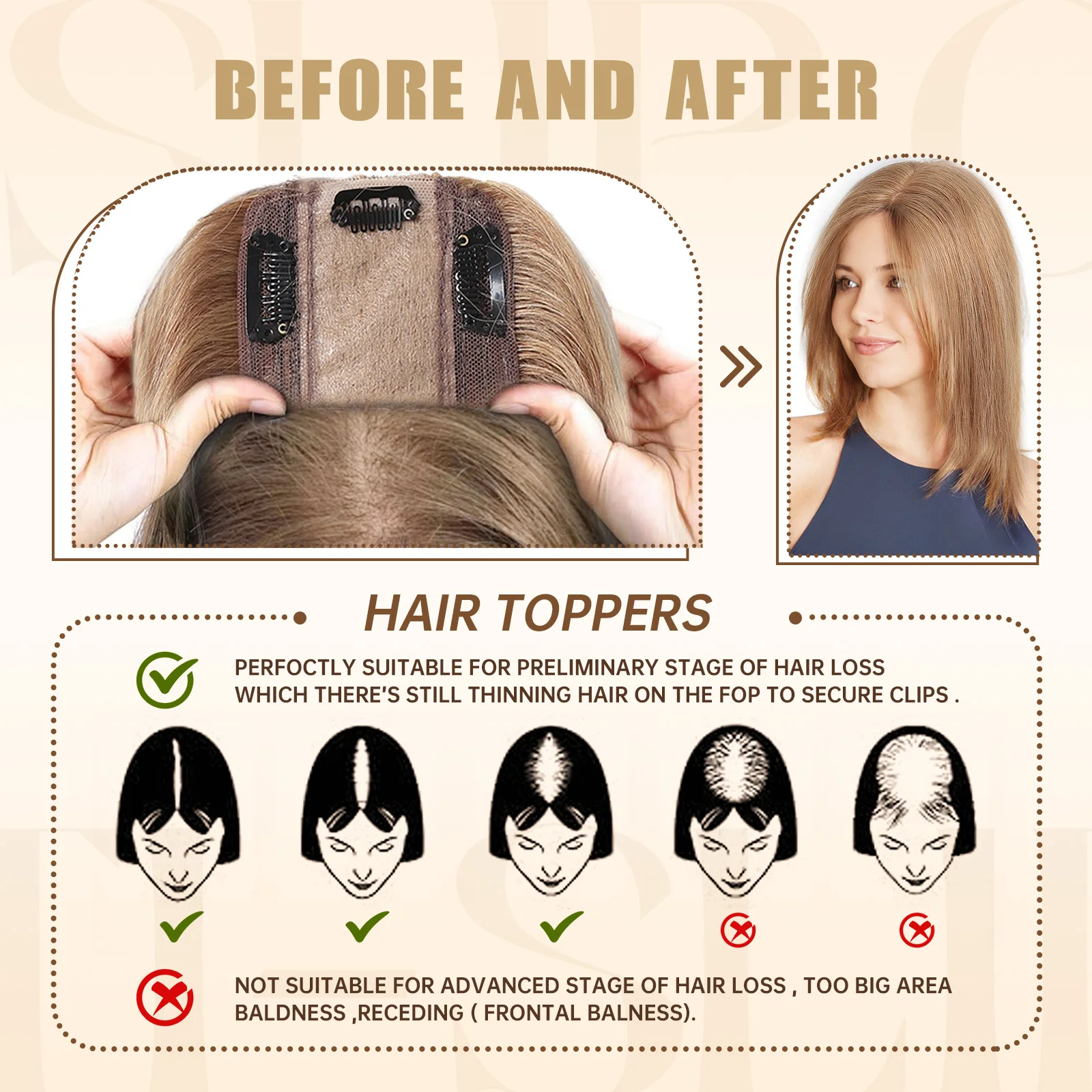 브라운 블론드 하이라이트 12인치 인모 헤어피스 여성용 레이스 베이스 클립형 부분 가발 100% 레미 인모 붙임머리