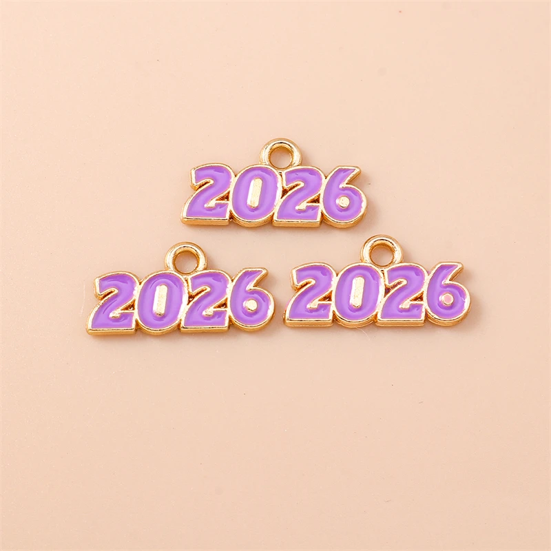 20 Stück 18x9mm Niedliche Emaille-Neujahrs-2026-Zahlen-Anhänger für Schmuckherstellung, Halsketten, Ohrringe, Armbänder, DIY-Bastelbedarf – Detail 8