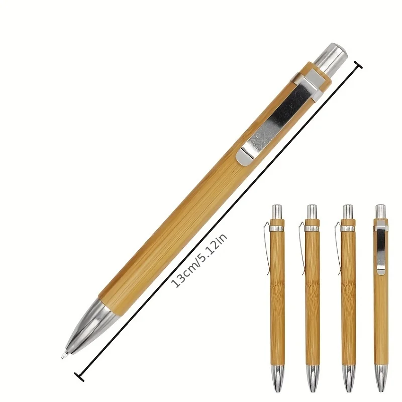 6pcs Creative Wooden Bamboo Ballpoint Pen 1.0mm Black Ink Office Supplies Writing Signature Pen Stationery Gifts