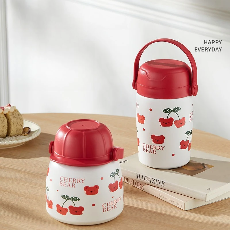 

316 Stainless Steel Portable Thermos Cup for Students and Office Workers, Cute Large Capacity Oatmeal Milk Soup Bowl