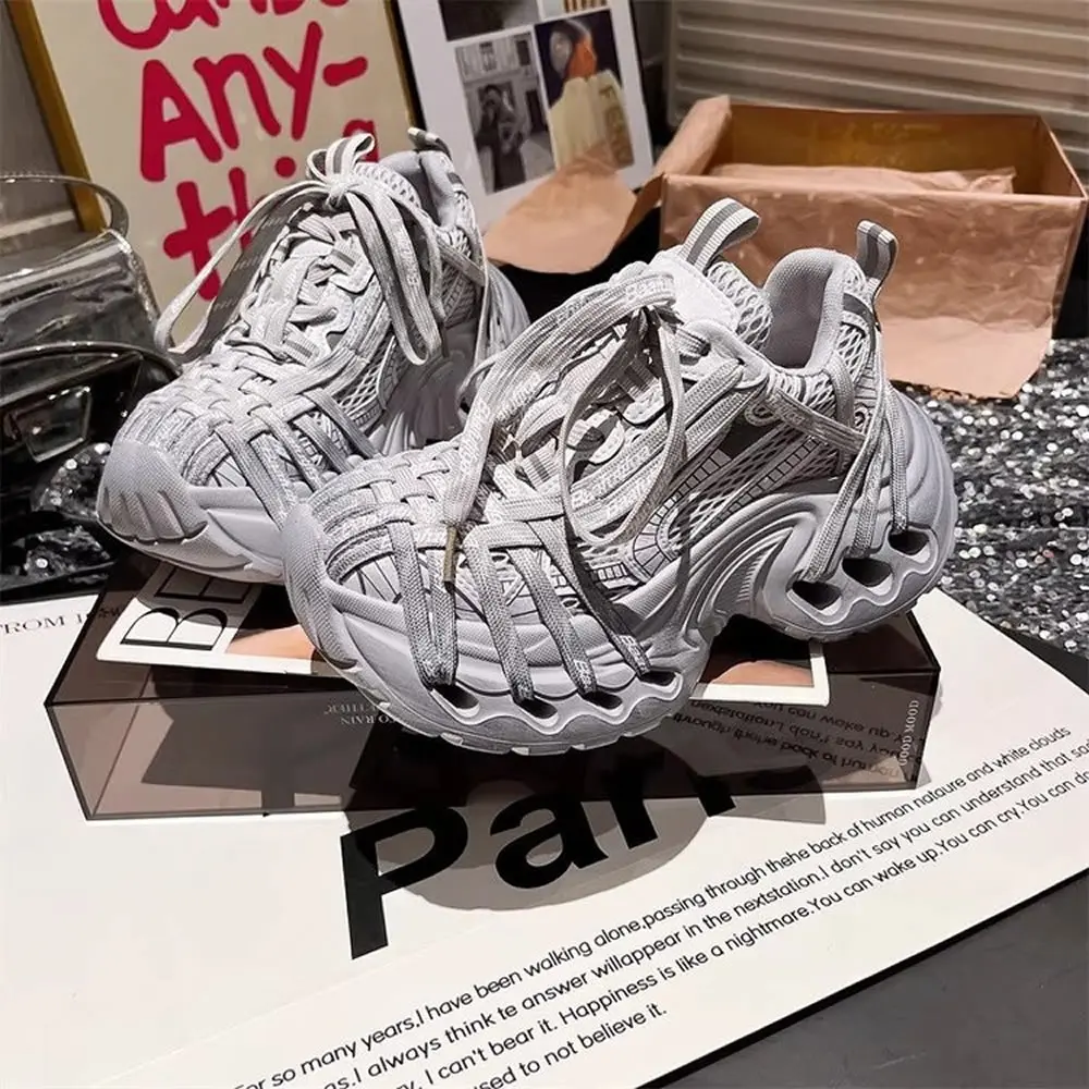 Women Chunky Sneakers Thick Soled Trendy Special Design Outdoor Shoes High Special Hallow Heels Daily Wear Fashion Designer 2025
