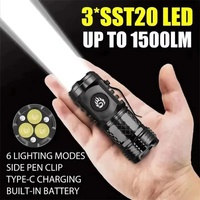 Mini strong Light Flashlight LED Super Bright Torch Type-C Rechargeable Portable Home Camping Light Waterproof with CAP CLIP