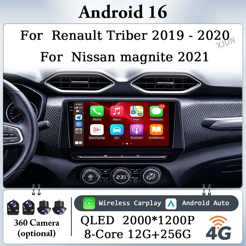 9 inch RHD For Renault Triber 2019‑2020 Nissan Magnite 2021 Wireless CarPlay Android 16 Car Radio Multimedia Player GPS Nav BT