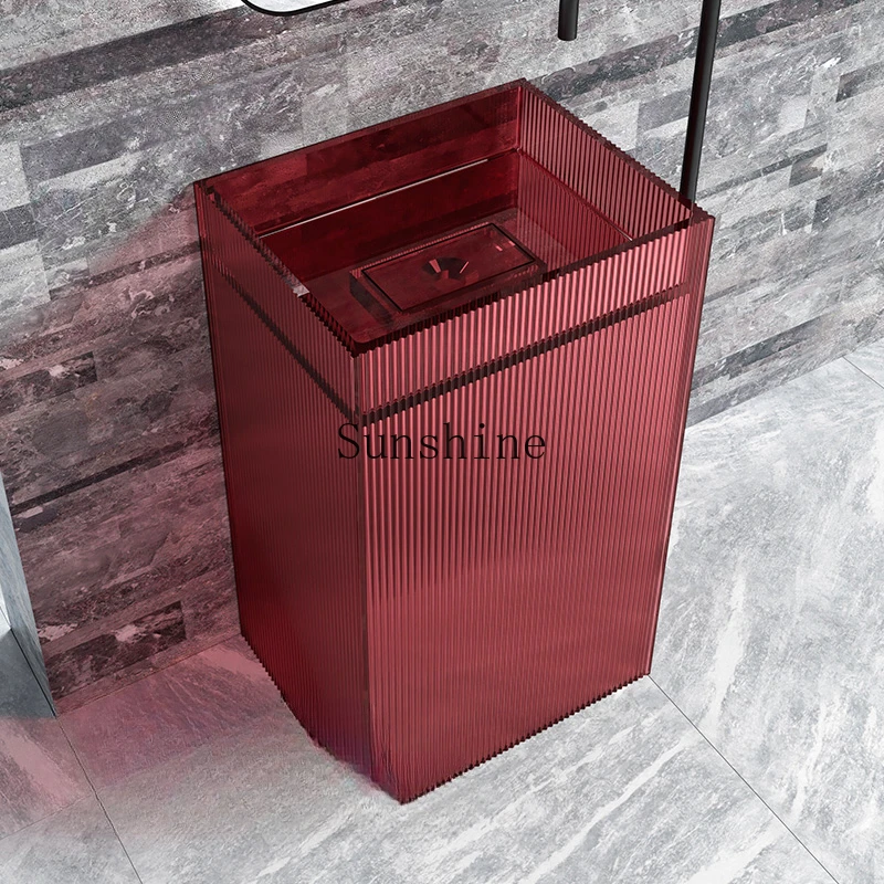 حوض غسيل منزلي مربع الشفاف بلون الراتنج الكريستالي العمودي #3