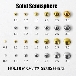 500PCS 0.8-3mm Gold Silver Solid Hollow Cavity Semisphere Rivets Metal Nail Art Rhinestones Decorations Manicure Studs Ornaments