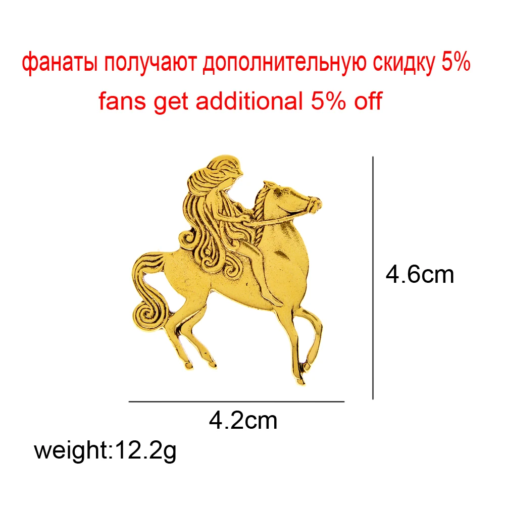 CINDY XIANG  Girl Riding A Horse Brooch Vintage Fashion Pin 2 Colors Available Retro Accessories High Quality