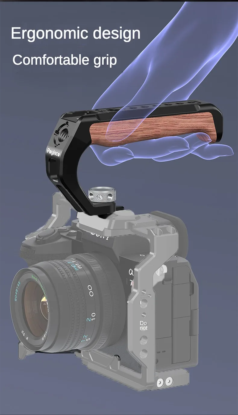 Kamera-Handgriff mit Arri-Befestigungsschraube, Monitor-Mikrofon-Rig, Cold Shoe für Nikon Canon Sony DSLR-Kamera-Gehäusegriff – Detail 5