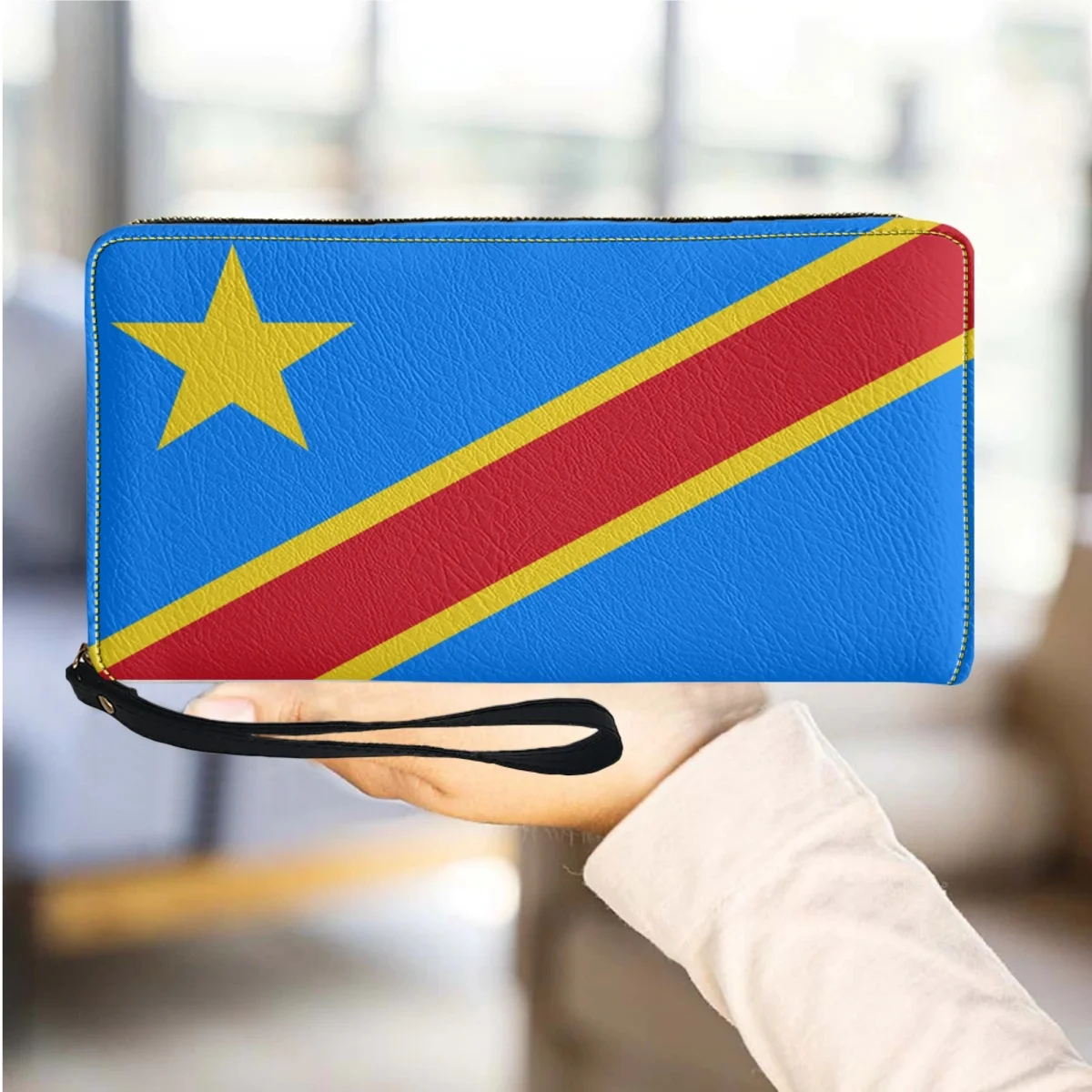 

Congo Flag Brand Designer Women Wallet Multi Card Organizer Fashion Portable Girls Travel Money Bags Wristlets Passport Holders