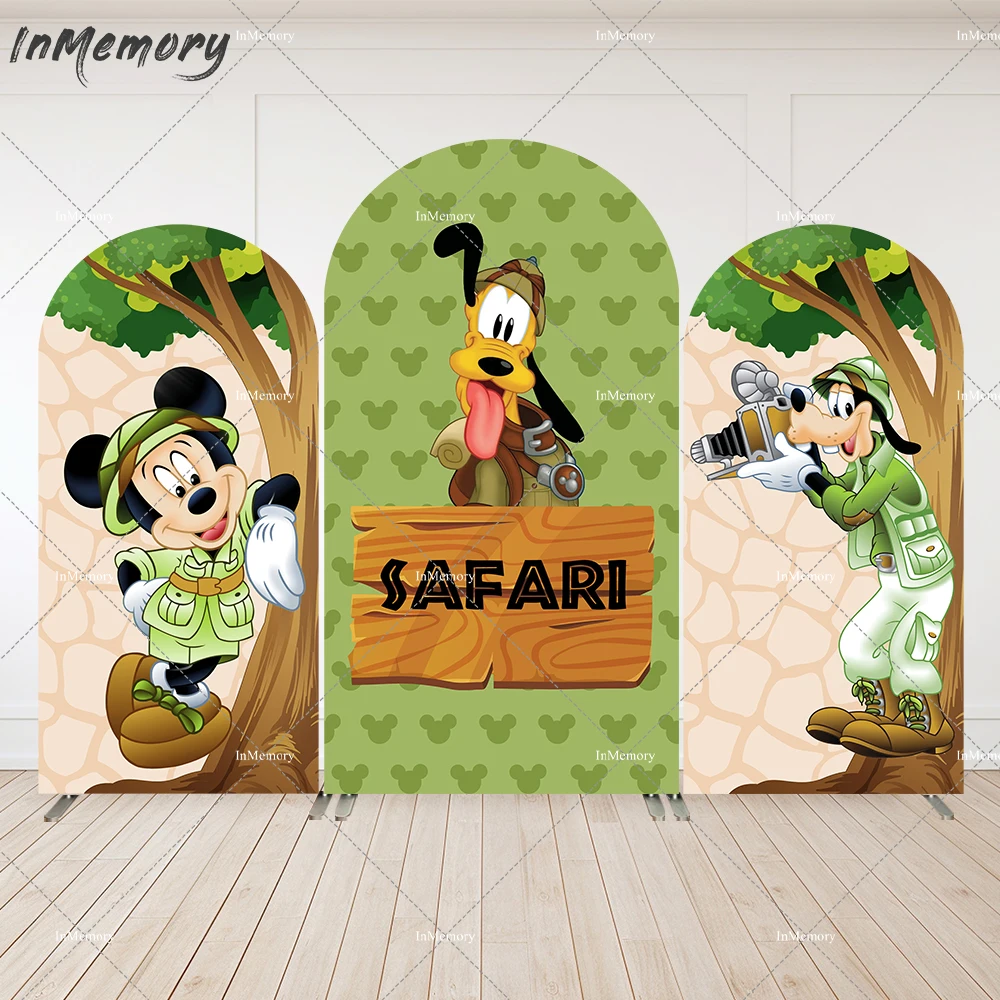 Mickey Safari Wild One Boy Birthday Arch Backrop Cover Minnie Mouse Baby Shower Arched Wall Banner Photography Background