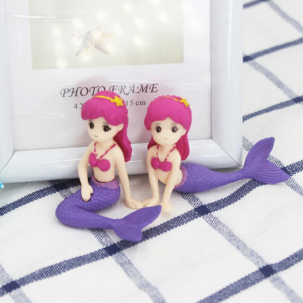 4 Pcs Mermaid Cake Decorations Figurine Mini Figures Pan Wedding Ceremony Party Design Topper Inserted Cards Baby