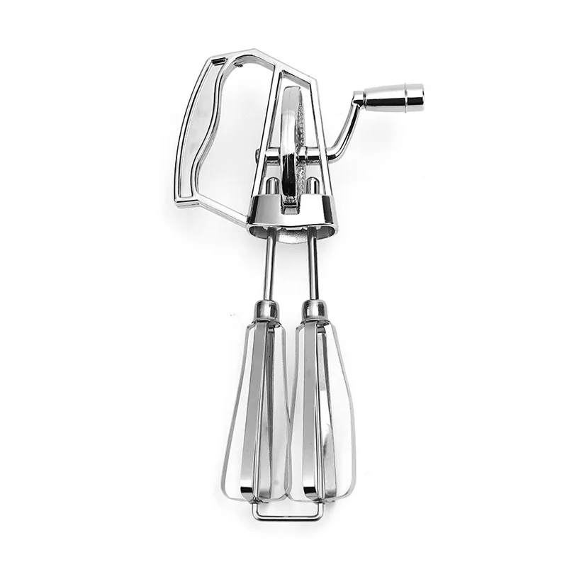 Hand-cranked egg beater with double wheels for baking, stainless steel kitchen mixer tool