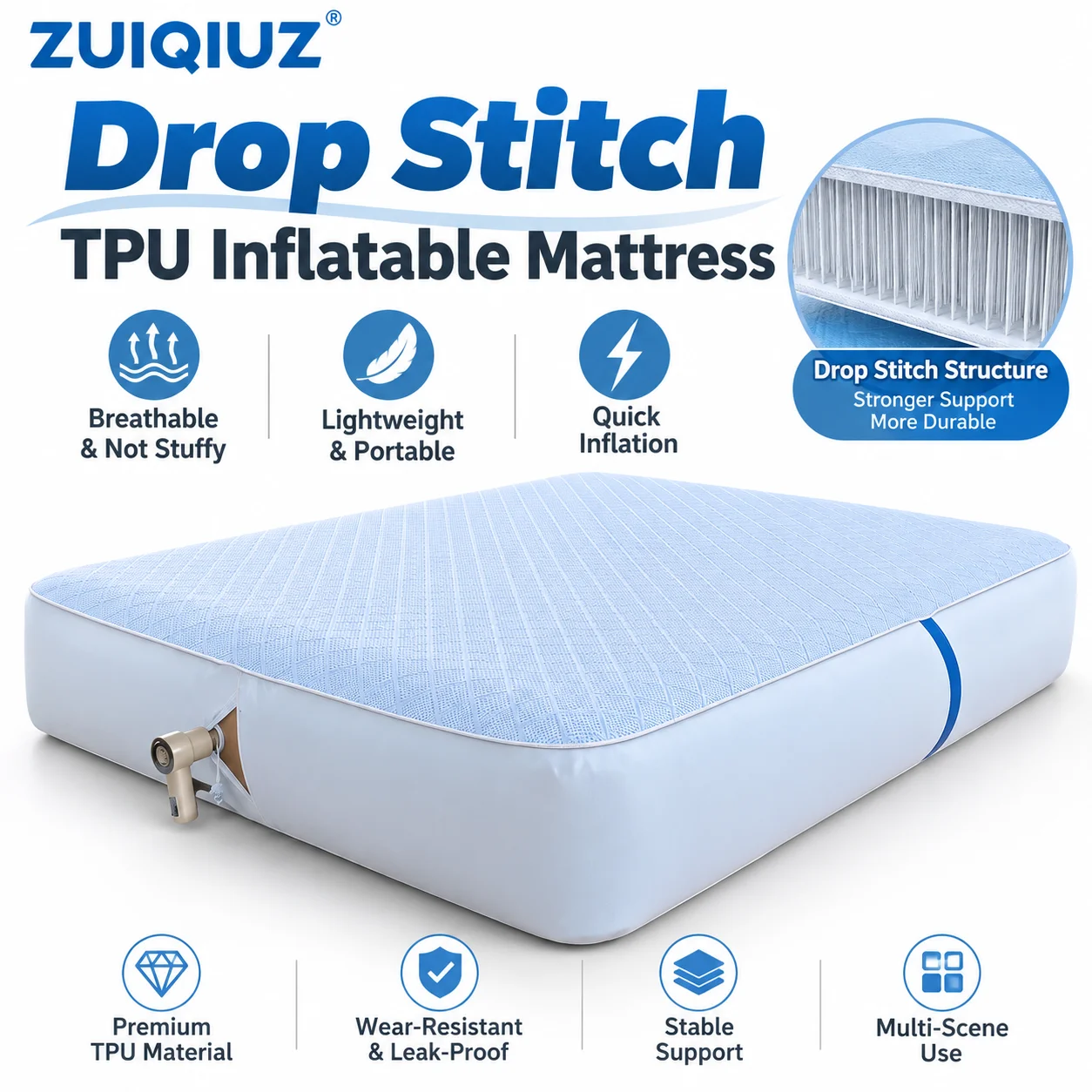 Camping Air Mattress Built In Pump - ZUIQIUZ New Air Mattress Built-in Pump