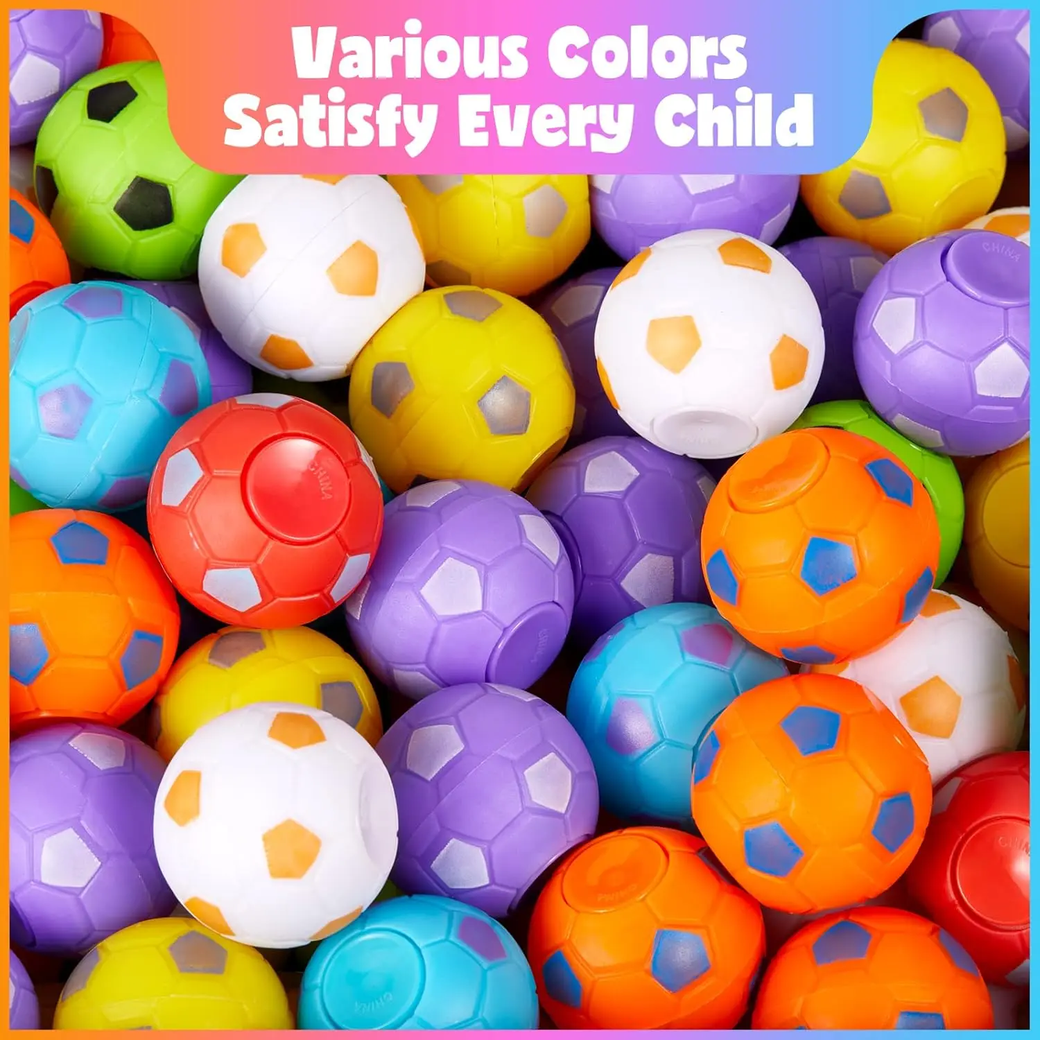 12PCS Fidget Spinners Pallone da calcio Giocattolo per bambini Palla antistress Giocattolo da scrivania Bomboniere Bomboniere Stuffers Bambini Adulti regali