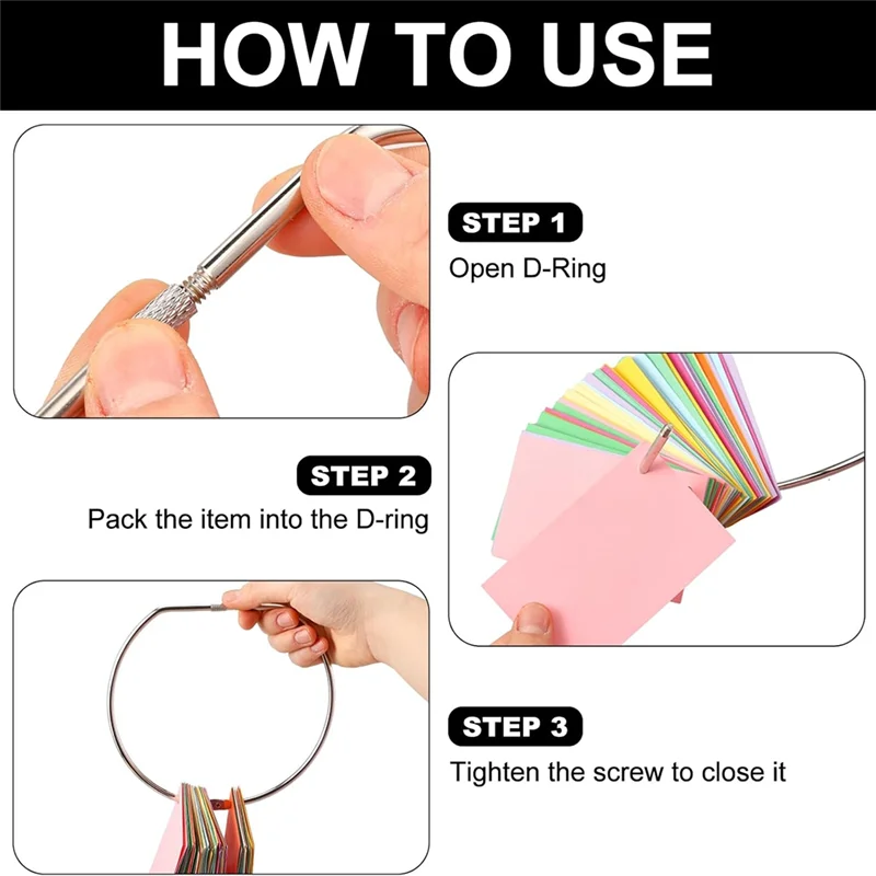 

ABUI-8Pcs Nickel Plated Steel 6" D-Shaped Loose Leaf Binder Rings Book Keychain Key Washis Tape Rings