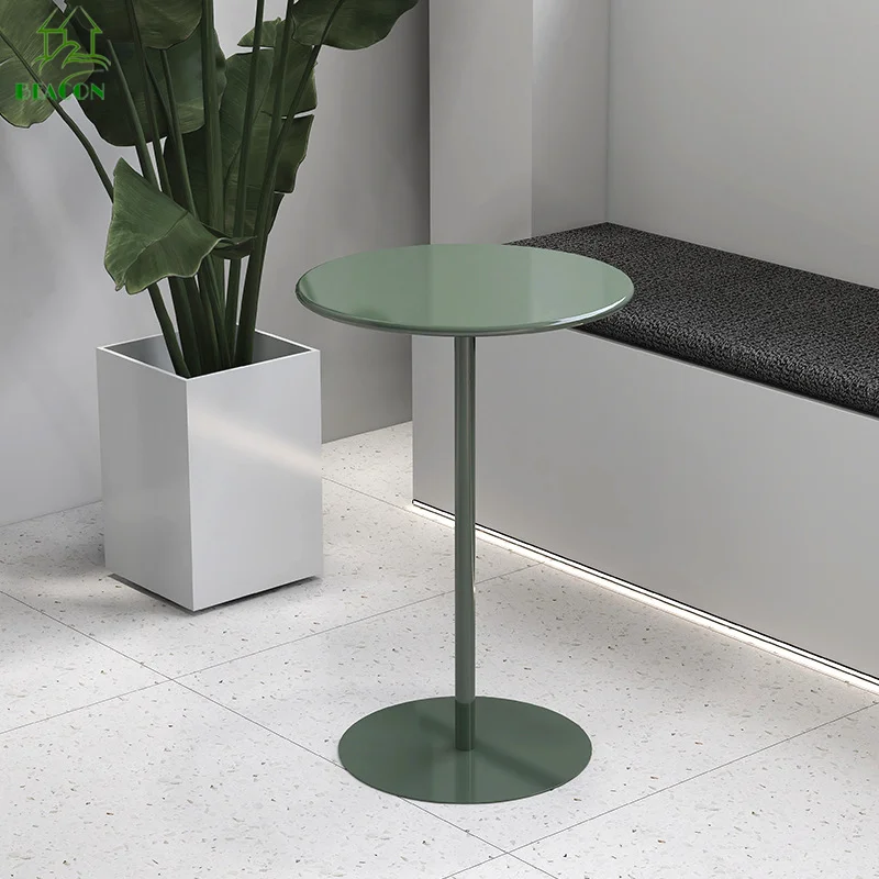 Cream Minimilist Outside Iron Metal Frame Modern Round Pool Metal Table Outdoor Round Coffee Table