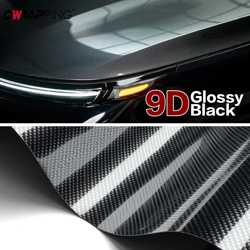 

9D Carbon Fiber Car Roof Hood Rear Bumper Customizable Cover Protection Film Shiny Black Wrap Adhesive Vinyl for Car Accessories