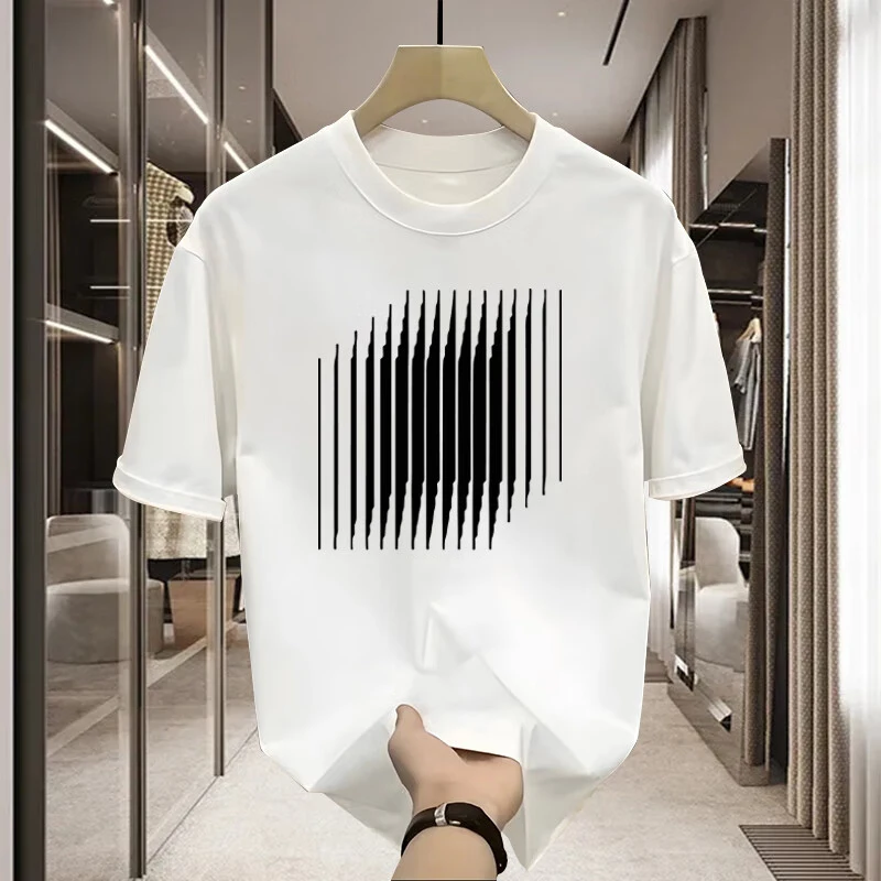 

Pure cotton short-sleeved T-shirt mens trend round neck printing versatile trend ruffian handsome casual top T-shirt