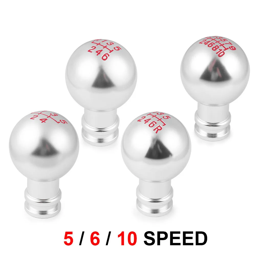 

Universal New 5/6/10SPEED Gear Shift Knob Car Ball Shape Shifting head Aluminium Sliver Gear Head With 8,10,12mm adapters