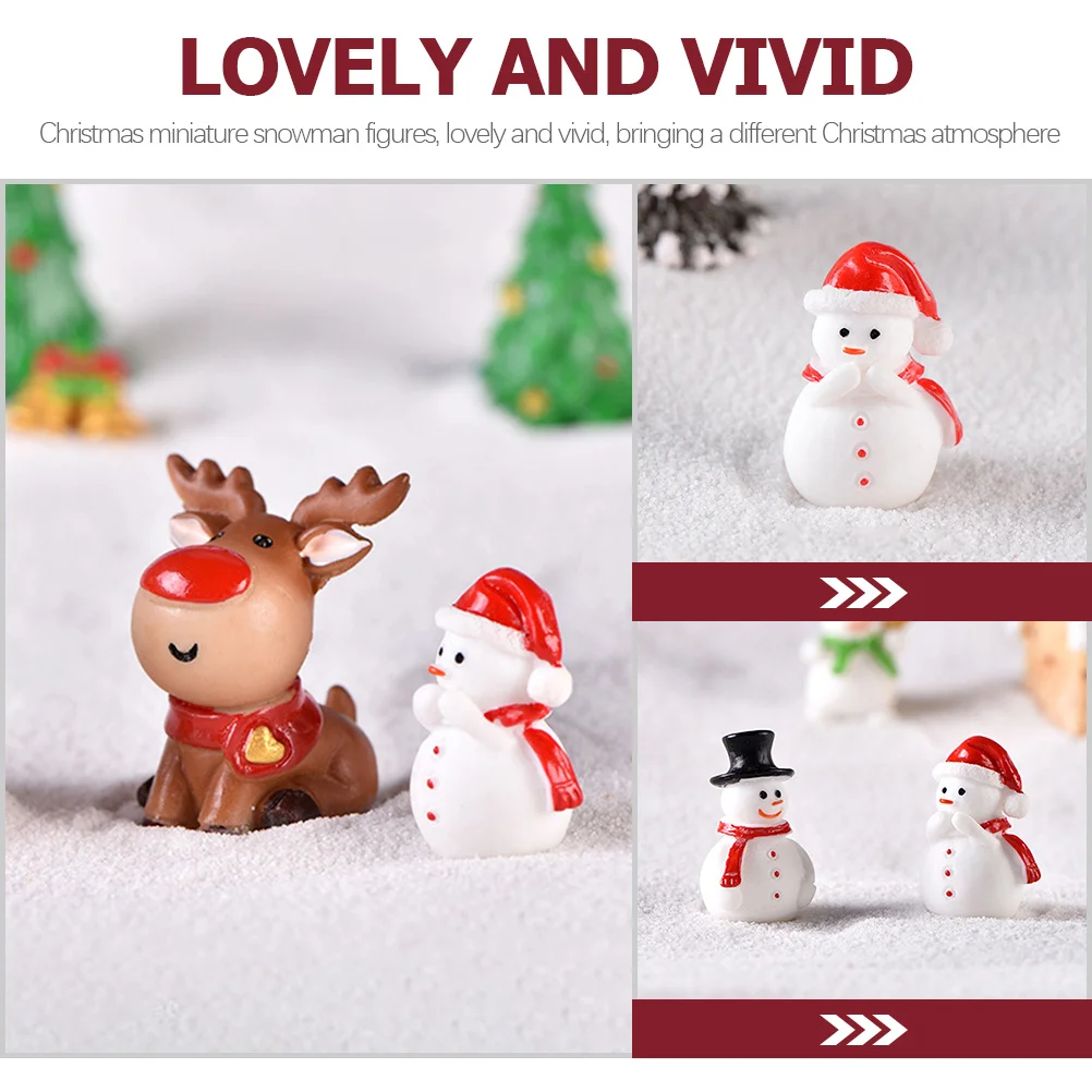 10 pezzi di pupazzo di neve in miniatura decorazioni natalizie ornamenti in resina per la festa di casa micro paesaggio forniture natalizie decorazione della stanza