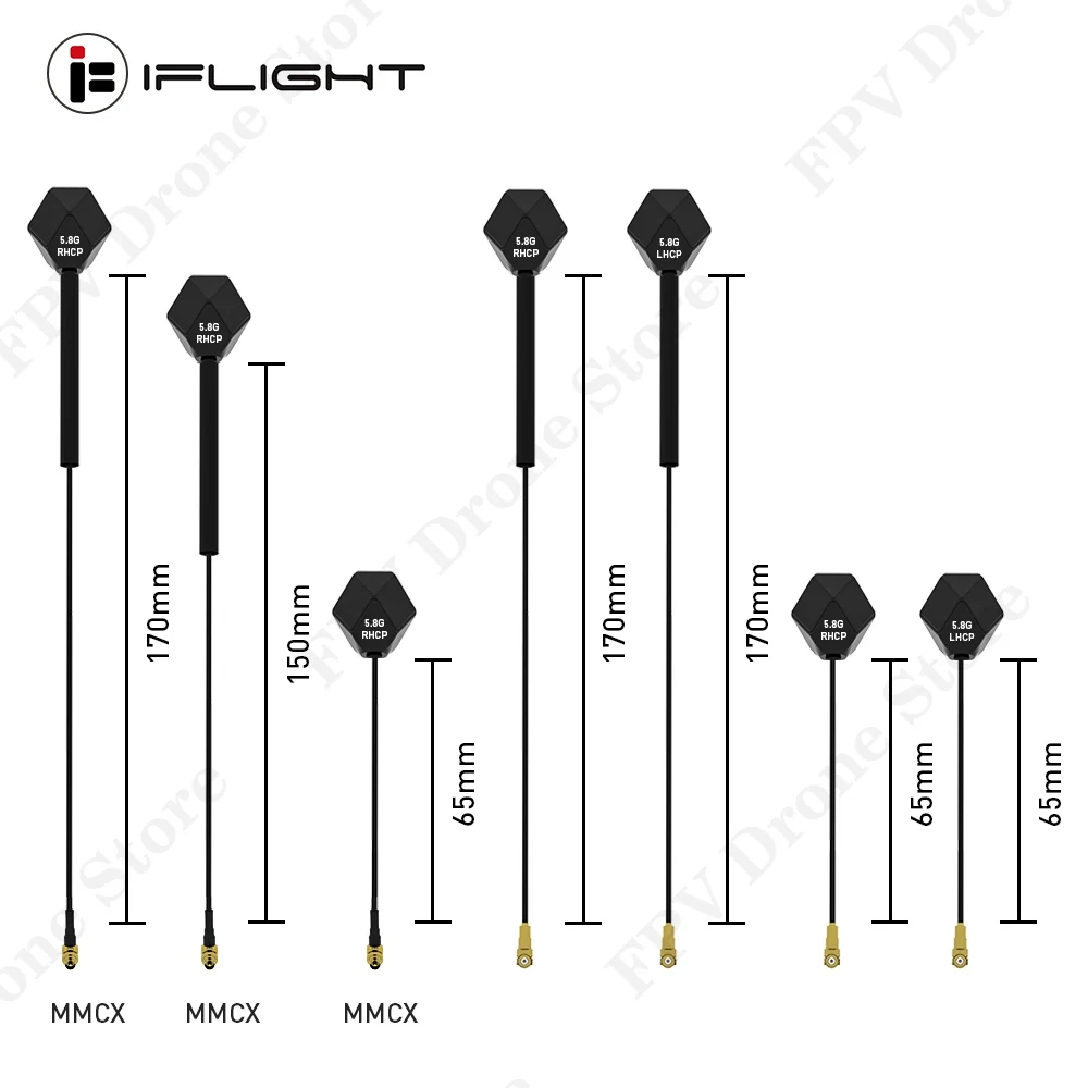 

IFlight Albatross V2 5,8 ГГц 2,4 дБи Антенна 90 ° MMCX LHCP RHCP 65MM/150MM/170MM для части гоночного дрона FPV