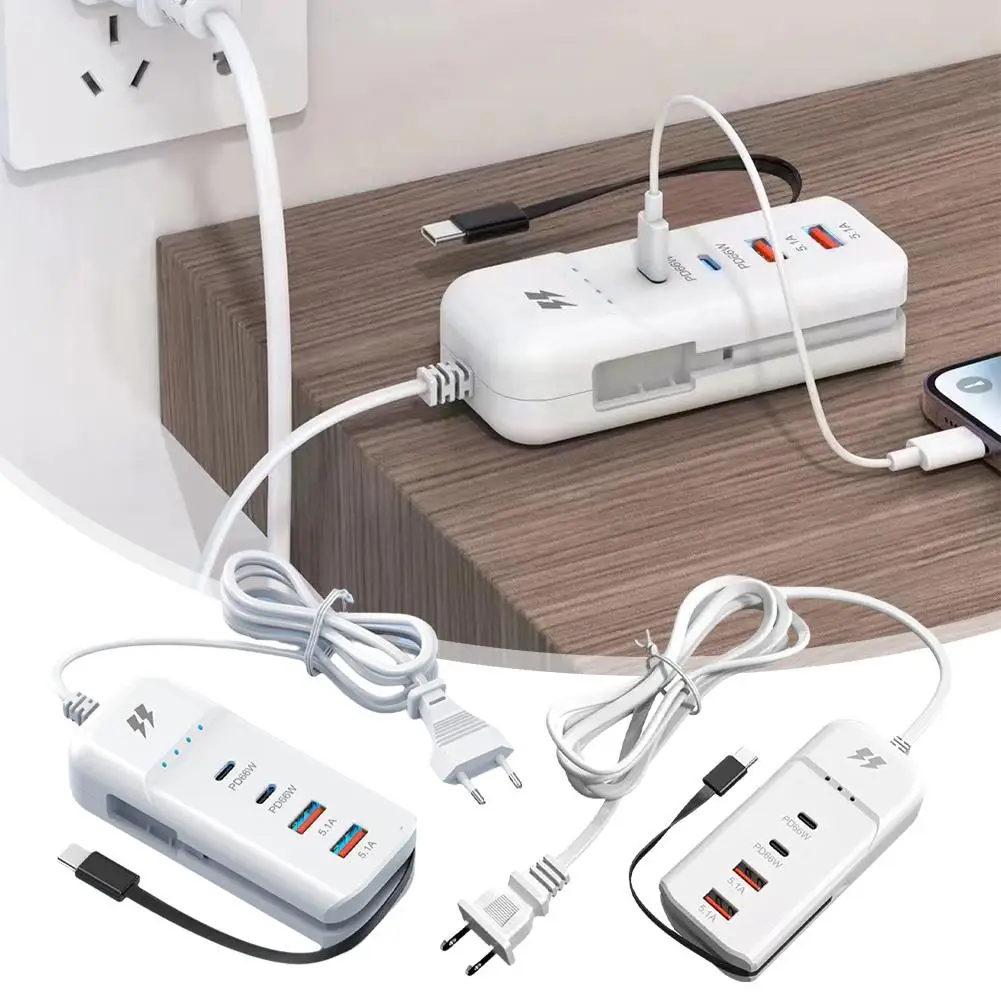 New Upgraded Five-in-one Home Multi-hole Usb Charger Phone Fast Mobile Android Charging Charger 66w Socket Z8l6