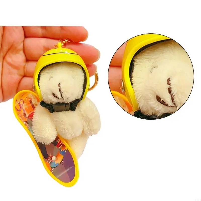 W0YA Fashionable Bear Keyrings Unique Bag Decoration Lovely Skateboard Bear Keychain Stylish Key Ornament for Backpack Bag