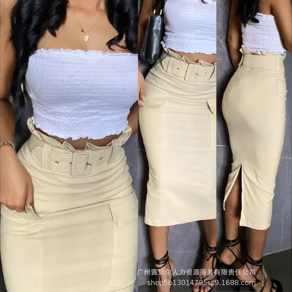 Jupes mi-longues pour femmes, coupe cintrée, décontractée, taille haute, moulante, Y2k, Streetwear, élégant, épissure, tempérament, fête, travail, printemps