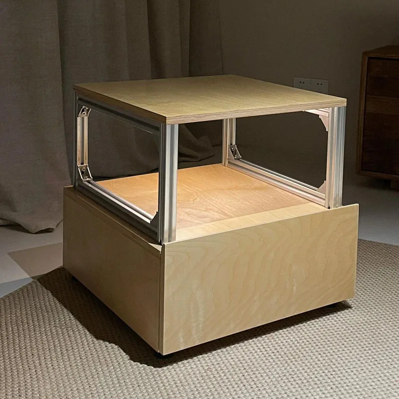 

Household birch bedside table medieval aluminum profile magazine rack, living room side storage chest